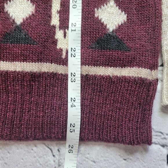 AEO American Eagle Outfitters Wool Blend Brown Tribal Pattern Knit Sweater Sz S - Picture 10 of 12